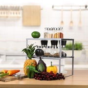 Metal Kitchen Cabinet and Counter Shelf Organizer, Expandable & Stackable, Silver, 2-Pack by Oumilen