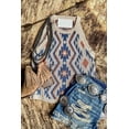 thumbnail image 3 of Women's White Aztec Geometric Print Knitted Tank Top, 3 of 11