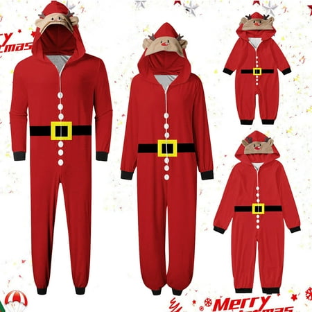 

Aufmer Cotton Long Sleeve Sleepwear for Women Boys Girls Santa Clause Fashion Cute Lattice Print Plush Jumpsuit Matching Family Christmas Pajamas Kid