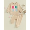 thumbnail image 2 of Wassery Kids Girls Fall Outfits Clothes 18M 24M 3T 4T 5T 6T Little Girls Long Sleeve Letter Print Sweatshirt and Long Pants 2PCS Casual Autumn Clothing for Toddler Baby Girls, 2 of 9