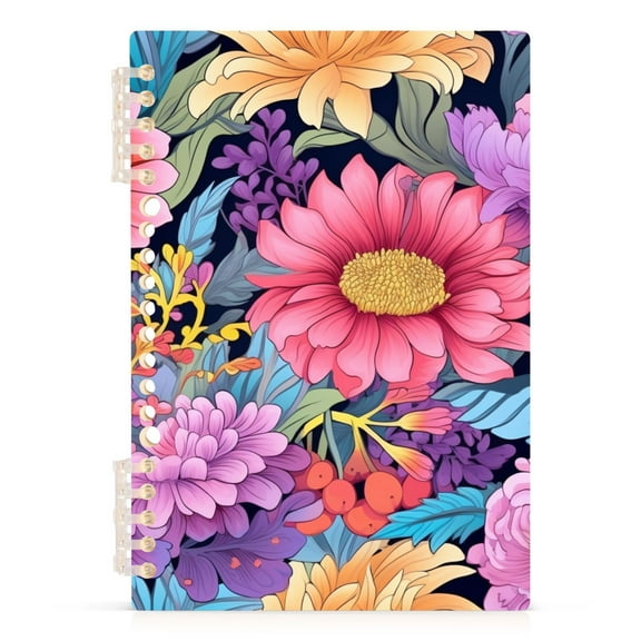 Beautiful Clorful Floral Spiral Journal Notebook College Ruled Notebook 8.3" x 5.7" A5 Lined Thick Paper Page