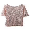 thumbnail image 3 of CNKOO Chaud Paillettes Femmes Sparkle Scintillant Réservoir 3/4 Manches Cocktail Top T-Shirt, 3 of 3
