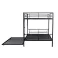 thumbnail image 3 of Kumix Bunk Bed with Trundle, Full over Full Bunk Bed with Full Length Guardrail and Ladder for Teens, Metal Bunk Bed Can Convertible into 2 Beds, 3 in 1 Bunk Bed, Noise-Free, Black, 3 of 7