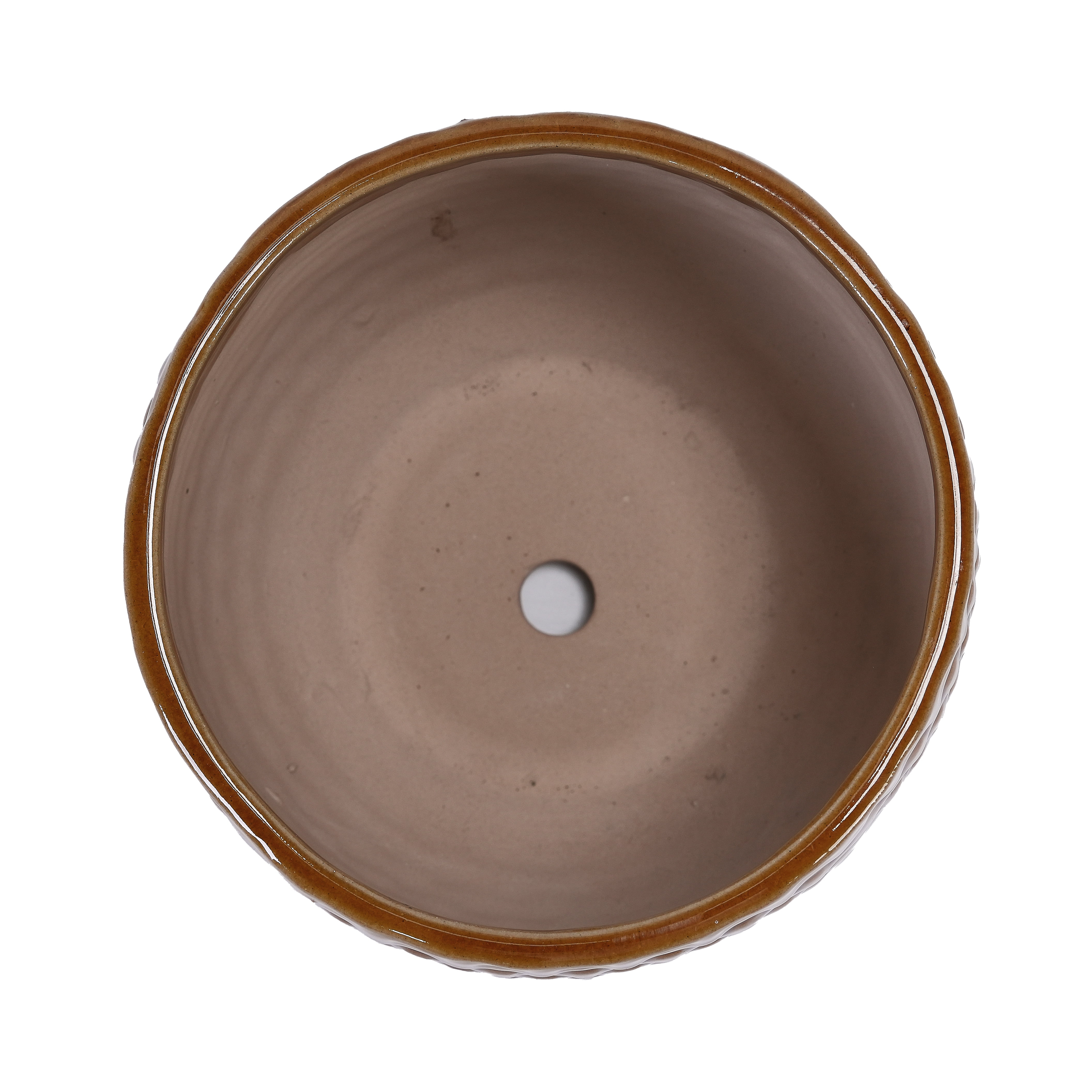 MAYEERTY 3 Pack Ceramic Plant Pots, Planter for Indoor Outdoor Patio, Garden, Dark Brown