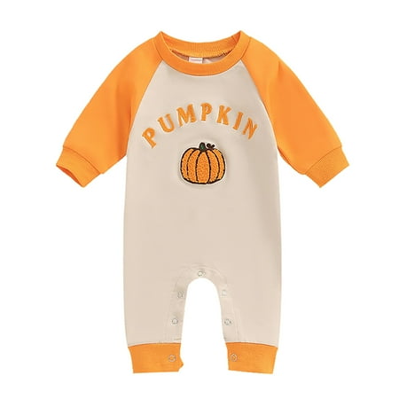 

Generic Baby Children Boys Girls Autumn Halloween New Clothing Pumpkin Embroidered Jumpsuit Long Crawling Suit Fall Winter Clothes （6-12 Months Red）