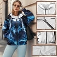 thumbnail image 6 of Uorisanigo Blue Wolf Womens Fall Hooded Sweatshirts Polyester Drop Shoulder Womens Zip Up Oversized Sweatshirts Slight Stretch Soft Fall Fashion Sweatshirt Size M, 6 of 7