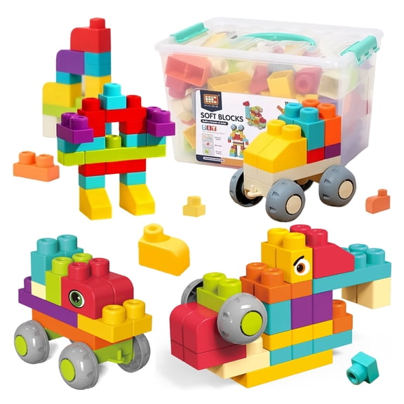 73 PCS Soft Building Blocks for Toddler, Big Stacking Blocks for Kids, STEM Educational Building Toys Set, Ages 18 Months  Years