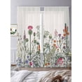 thumbnail image 4 of Country Flower Leaf Wildflowers Chiffon Sheer Curtains 84 Inches Long, Green Plant Retro Linen 2 Rod Pocket Window Treatment Voile Drapes Curtains for Living Room Bedroom,2 Panels, 52x84In, 4 of 9