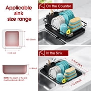 Sakugi Dish Drying Rack, Compact Dish Racks for Kitchen Counter, 15L x 12W x 5H , Black