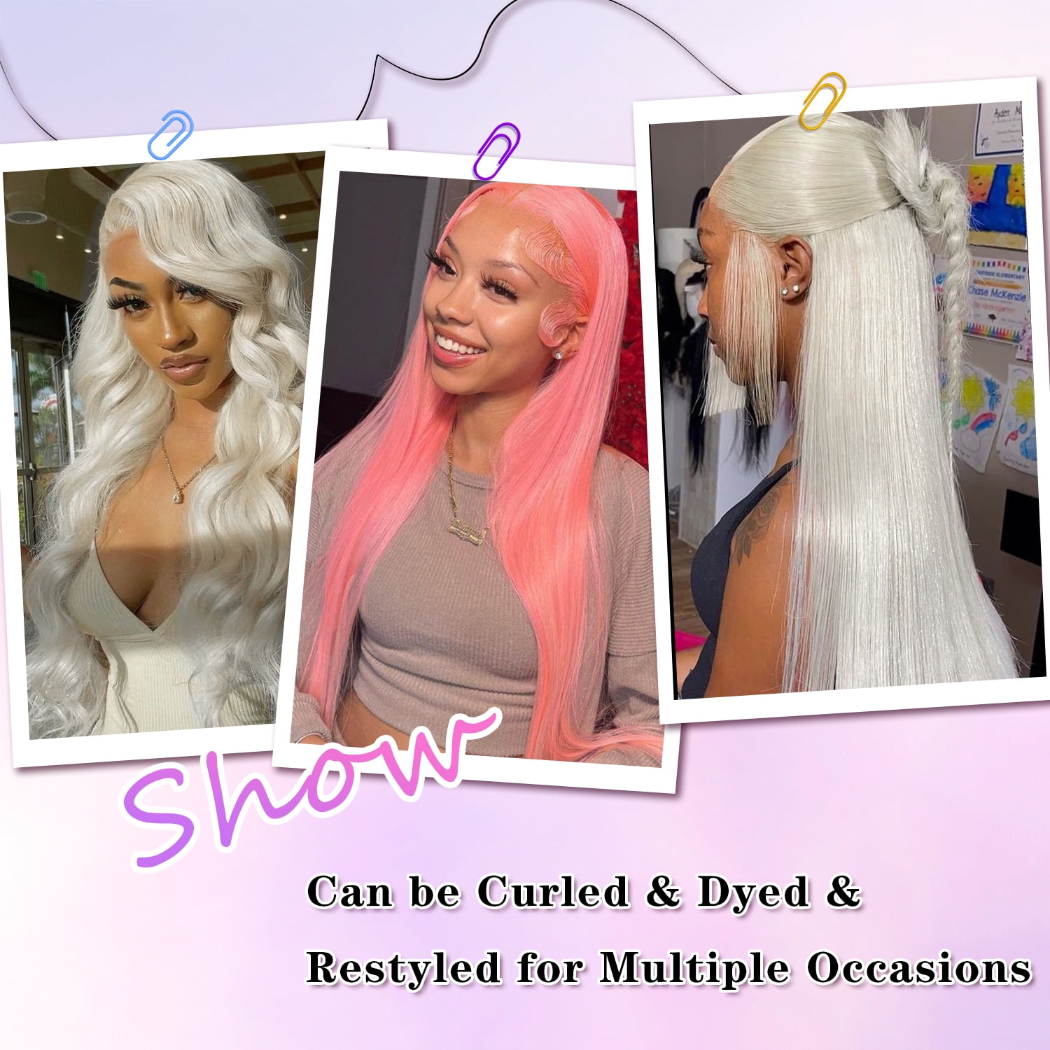 Platinum Blonde Lace Front Wigs Human Hair Pre Plucked #60 Straight Human Hair Wig 13x4 HD Transparent Lace Frontal Wig Glueless Silver Lace Front Wigs for Women 180 Density 28 Inch