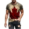thumbnail image 2 of Lilgiuy Mens Canadian Flag Patriotic Shirt Canadian Maple Leaf Flag Short Sleeve Round Neck T-Shirt Gift for Friends or Family(Khaki,2XL), 2 of 5