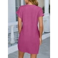 thumbnail image 5 of Eytino Dress for Women Summer Dress Solid Casual Loose Crewneck Basic T Shirt Mini Holiday Dresses with Pockets Pink, 5 of 10
