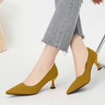 thumbnail image 2 of Xiaoxatg Stylish Women's Fashion Pointed Toe Knit Mesh High Heel Dress Shoes for Daily Casual and 7.5 Gold, 2 of 6