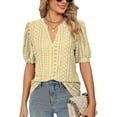 thumbnail image 1 of Womens Summer Tops, V Neck Ruffle Sleeve Blouses, Short Sleeve Casual Tops T-shirts, 1 of 4