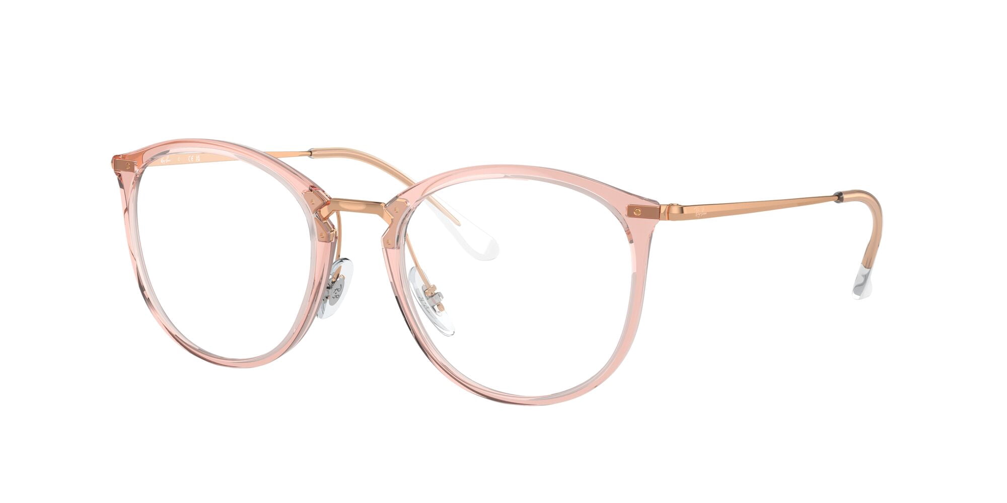 Ray-Ban Prescription Eyeglasses with Case, Transparent Pink with Demo Lens, Size 51