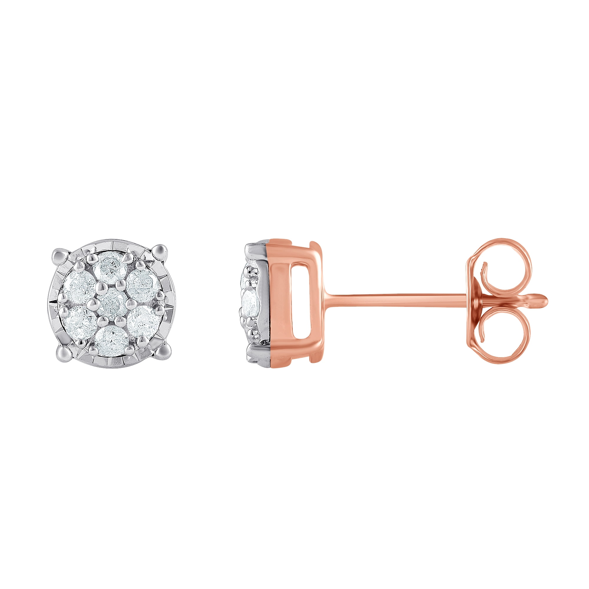 1/2 Carat T.W Sterling Silver Pink Stud Earrings and Bolo Bracelet 2 Pcs set.