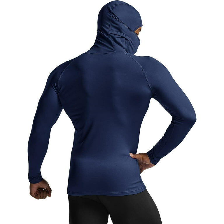 TSLA Men's Thermal Compression Shirts Hoodie with Face Cover, Long Sleeve  Winter Sports Base Layer Top, Active Running Shirt, Heatlock Hoodie Blue, S  : : Fashion