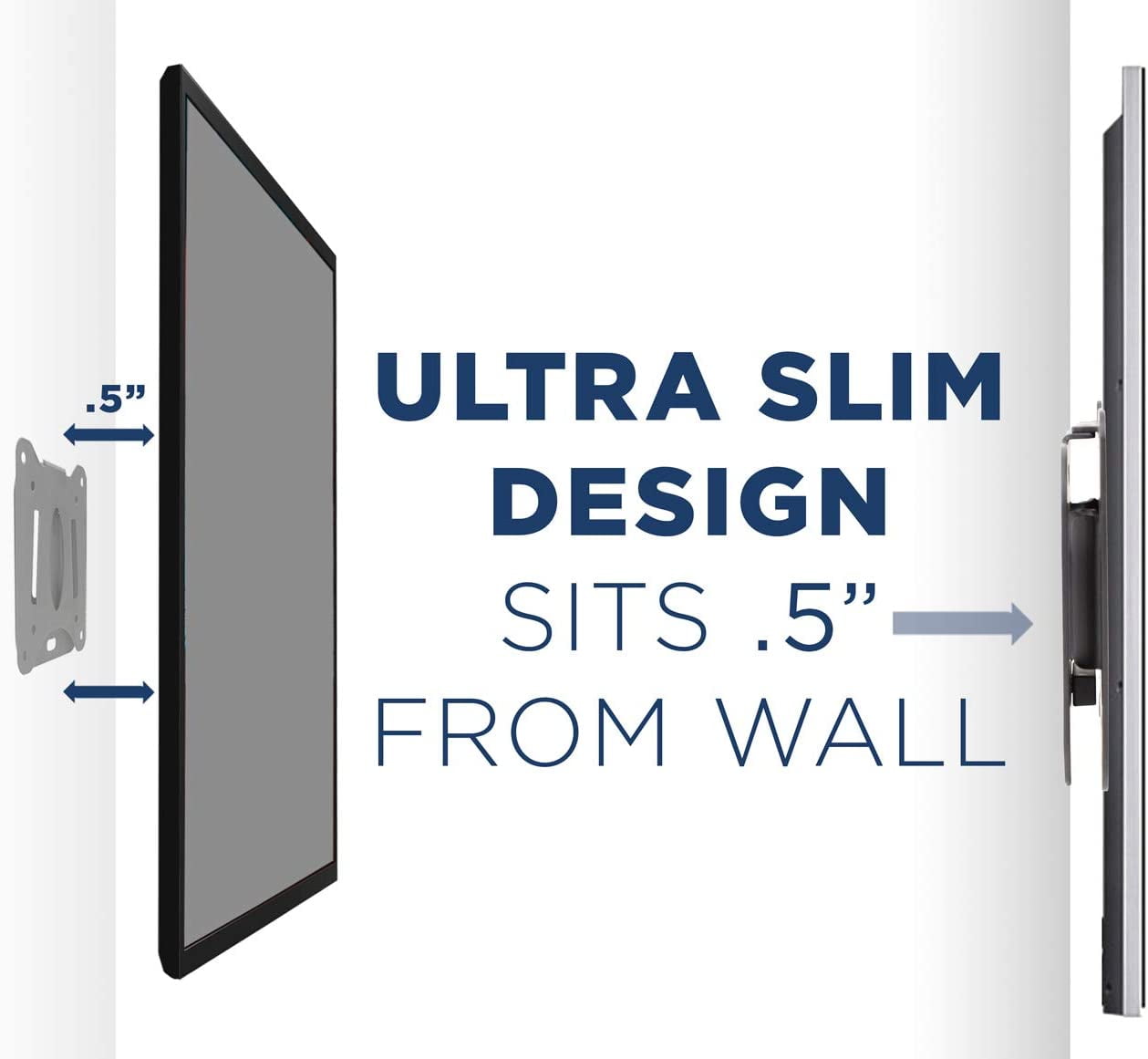 Ultra Low Profile Fixed TV Wall Mount for 13 to 32" Inch Screens, Slim TV Wall Mount Fits 75 and 100 mm, Flush TV Bracket 0.55" Design with 60 lb Capacity, Built-in Bubble Level