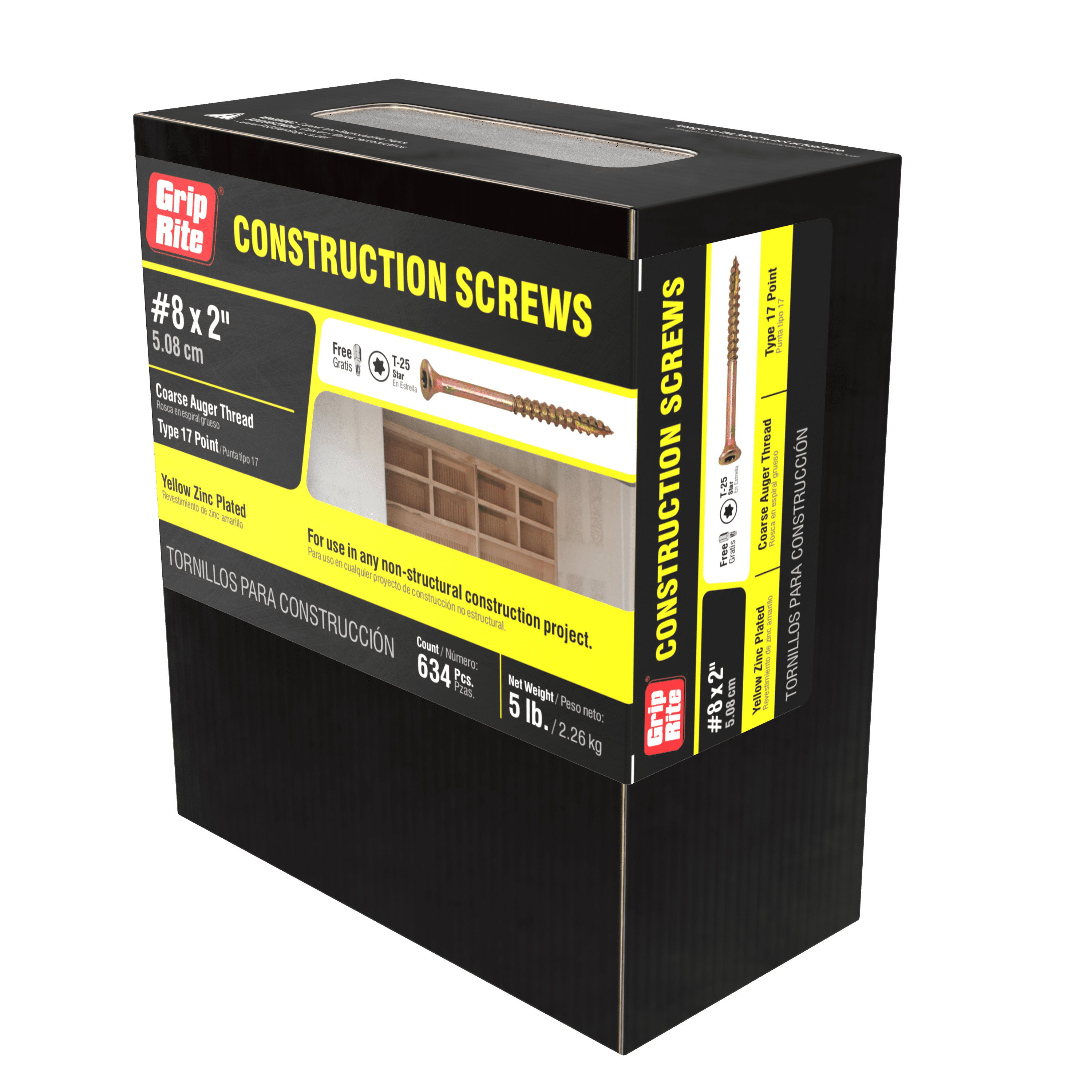Grip-Rite #8 x 2in. Star Drive Gold Construction Wood Screw 5lb.
