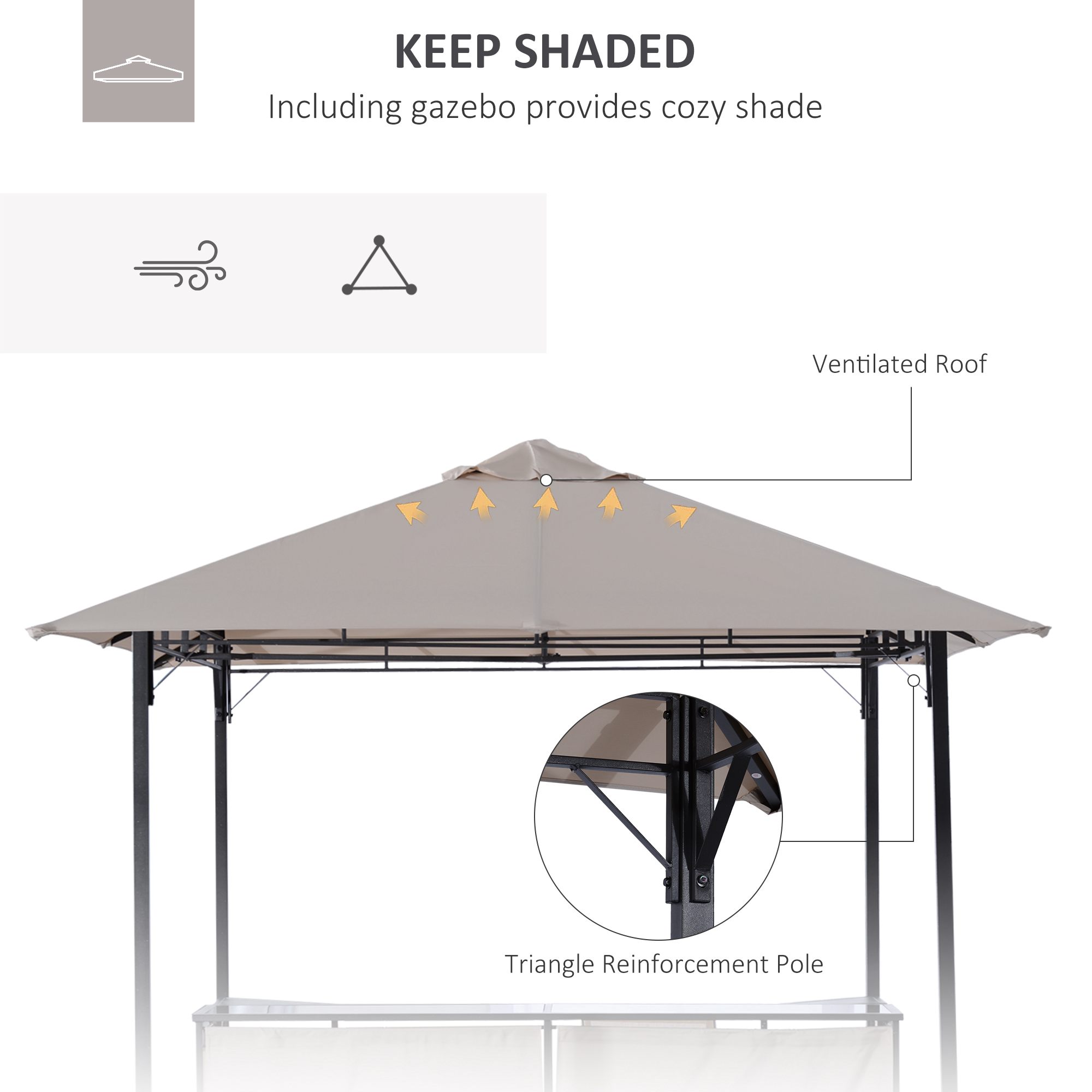 Outsunny Outdoor Bar Table Set Cloth Canopy & 2 Chairs Patio Backyard Furniture - image 3 of 9