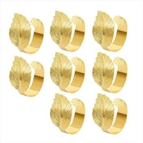 Gold Napkin Rings Set of 8,Leaf Bulk Rings,Cloth Holder Ring Dining Table Decorations for Easter Weddings