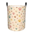 thumbnail image 1 of ZNDUO Round Laundry Basket, Waterproof Collapsible Laundry Baskets with Handles, Small Size - Cartoon Yellow Cute Paws Pattern, 1 of 8