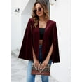 thumbnail image 3 of Women's Velvet Cape Blazer Jackets Casual Split Long Sleeve Open Front Coat, 3 of 7
