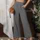 thumbnail image 4 of Pantalones largos de mujer Pantalones largos de color sólido con bolsillo de cintura elástica informal de moda Odeerbi  ODB-2, 4 of 8
