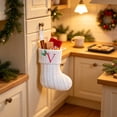 thumbnail image 4 of Knitted Christmas Stockings with Initials, 6.3''x7.8'' White Custom Embroidery Christmas Stockings with Letter, Personalized Xmas Decoration for Holiday Family Party - V, 4 of 6
