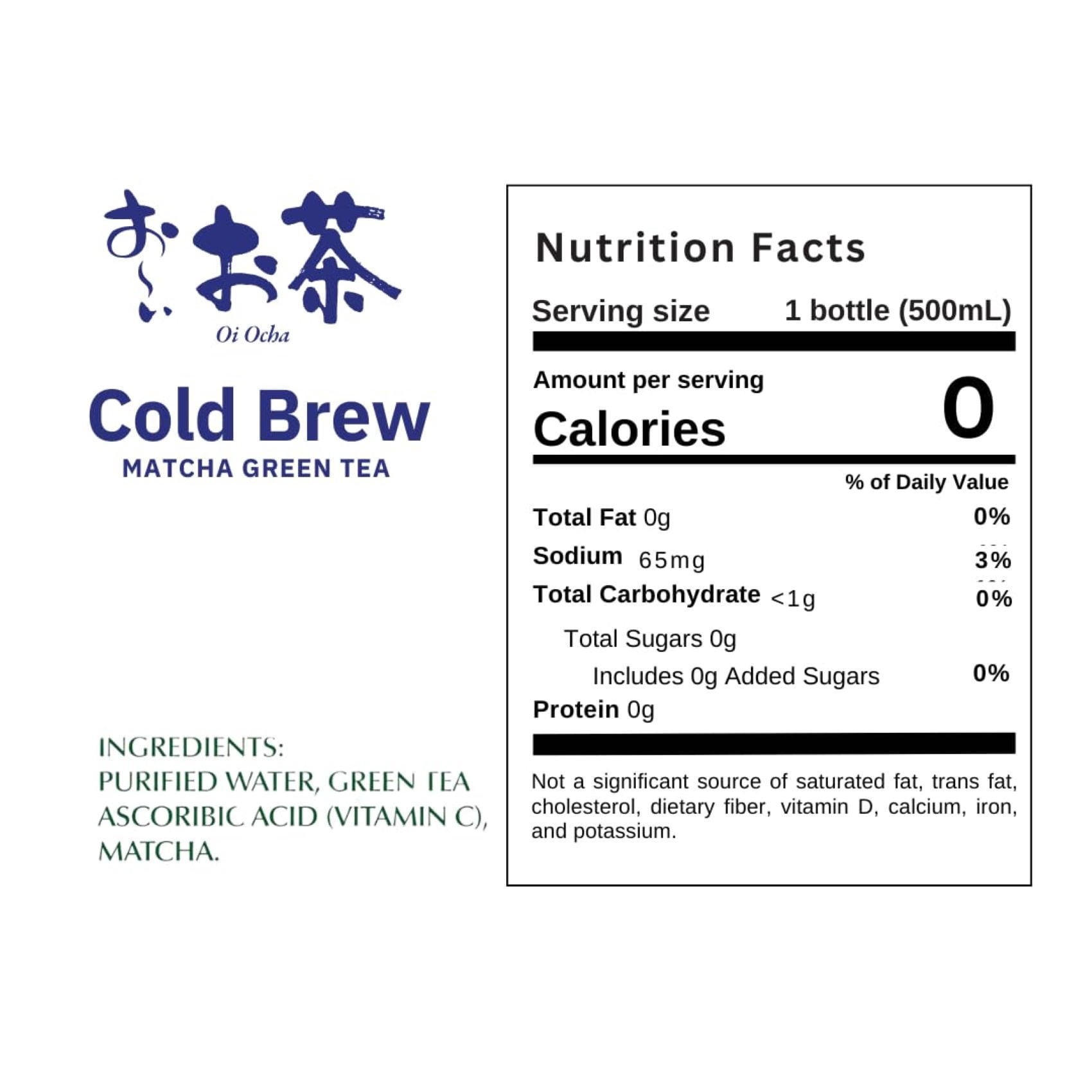 Ito En Oi Ocha Cold Brew Matcha Green Tea, Unsweetened Bottled Tea, 16.9 fl oz, 12 pack