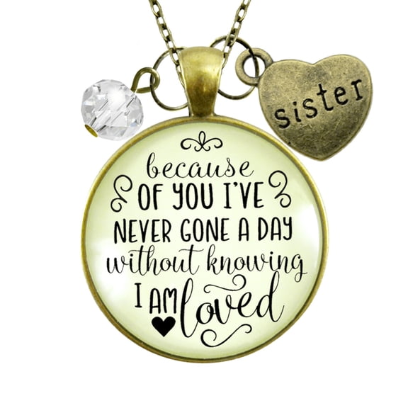 Sister Because Love Necklace Gutsy Goodness Female Adult Bronze Metal Jewelry