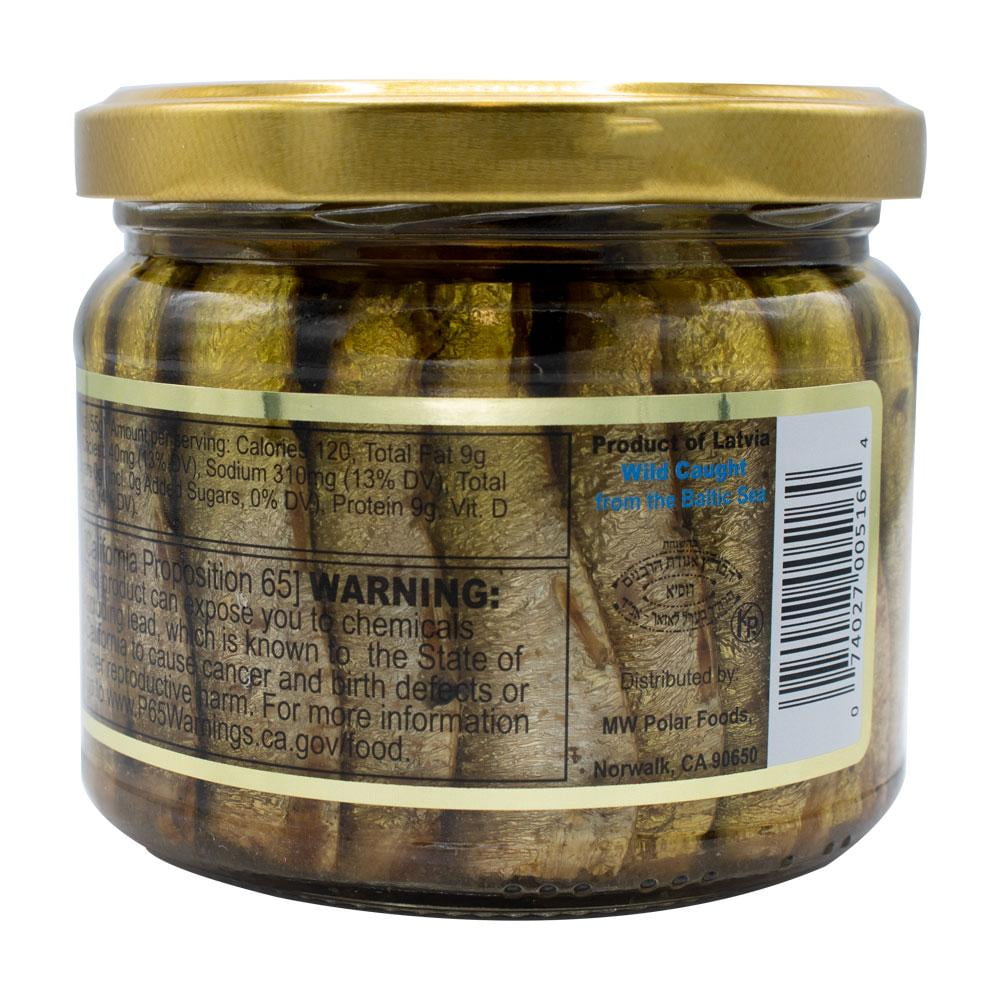 MW Polar Brisling Sardines Smoked in Olive Oil in Glass Jar 9.5 oz (Pack of 6)