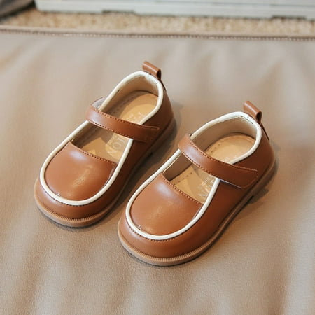 

Fashion Autumn Girls Casual Shoes Flat Round Toe Lightweight Solid Color Buckle Dress Shoes Simple Style