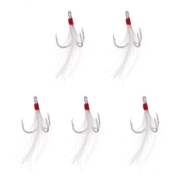 Ganchos de pesca Cola 2x 5 Piezas Acero Carbono Reemplazo Esencial Afilados con Plumas