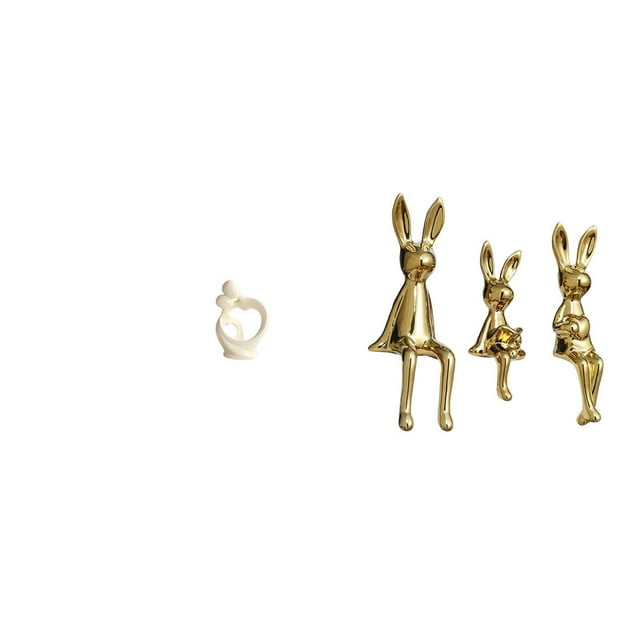 Colección De Figuras De Una Pareja De Artistas Y Una Familia De Conejos, Ideales Para Decorar Escritorios, Armarios, El Hogar, Como Regalo De Aniversario O Centro De Mesa.