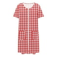 thumbnail image 5 of Dasayo Short Sleeve Nightgowns for Women Chemise Zipper Red Sleep Shirt Hospital Plaid Nightgown Womens Sleepwear L, 5 of 6