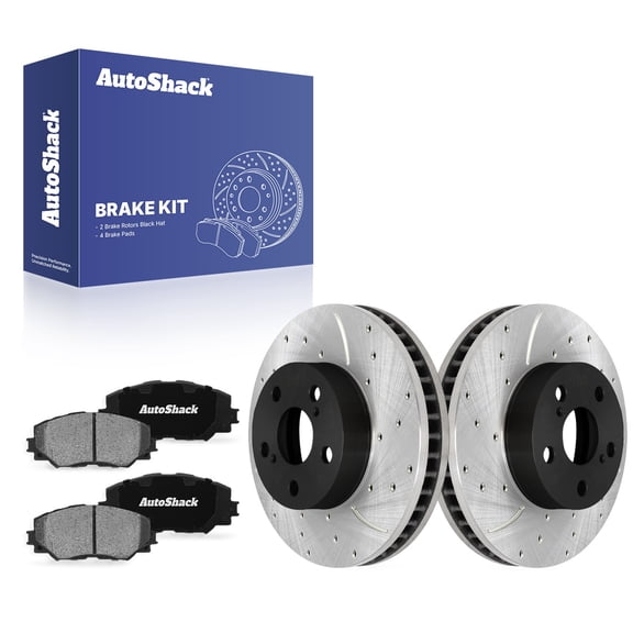 AutoShack Front Vented Drilled & Slotted E-Coated Brake Rotors   Ceramic Pads 6-PC Brake Kit Replacement for 2010-2015 Toyota Prius 2011-2017 Lexus CT200h ShadowGuard 10.04" (255 mm)