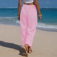 thumbnail image 5 of ClodeEU Women's Striped Drawstring Elastic Waist Capri Pants with Pockets，Casual Cropped Trousers Pink,Womens Plus M, 5 of 6
