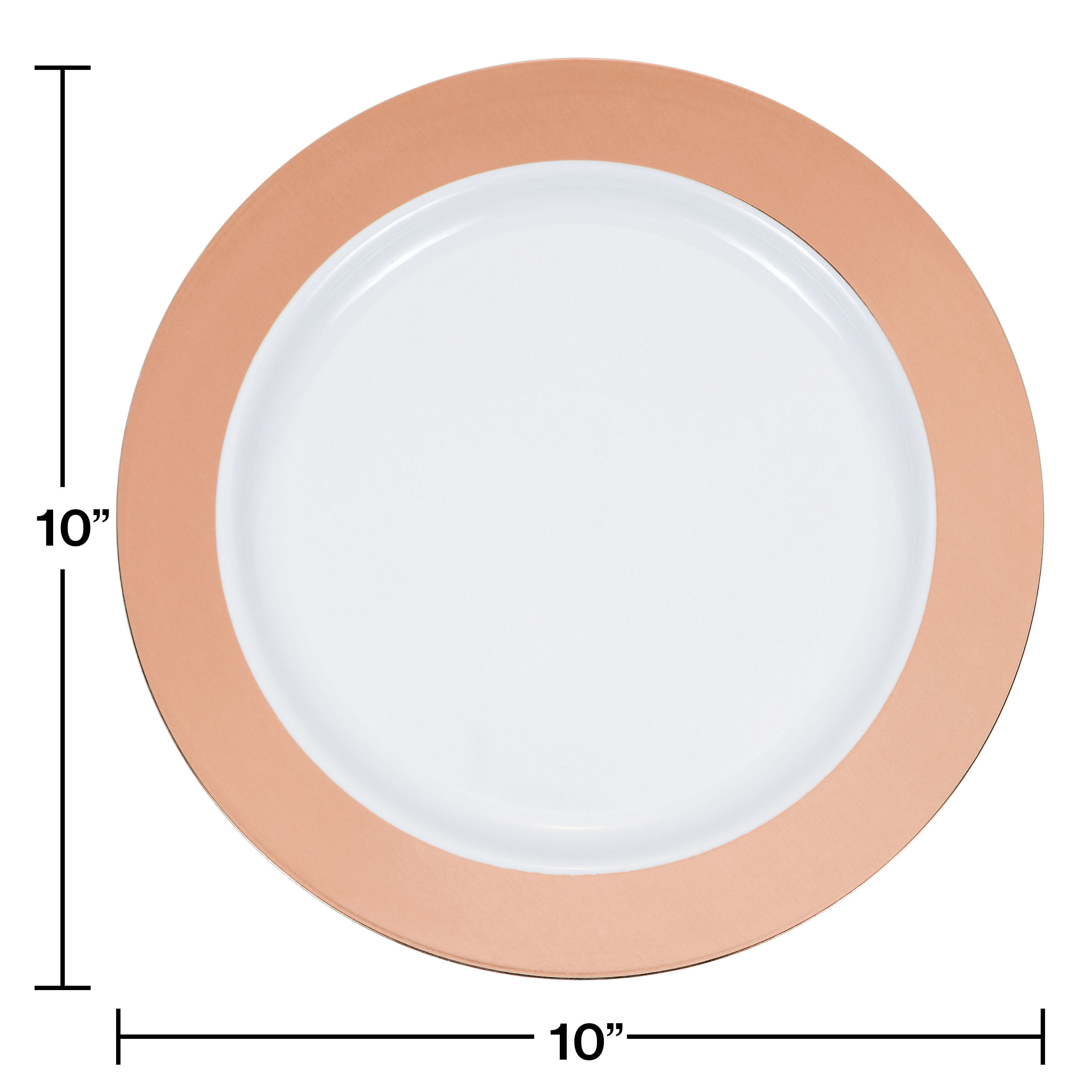 Rose Gold Rim Plastic Dinner Plates, 30 Count