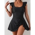 thumbnail image 2 of SKQIT Women's Ruffle Sleeve Swim Dress Tummy Control One Piece Swimsuit with Knot Side Skirt, 2 of 5