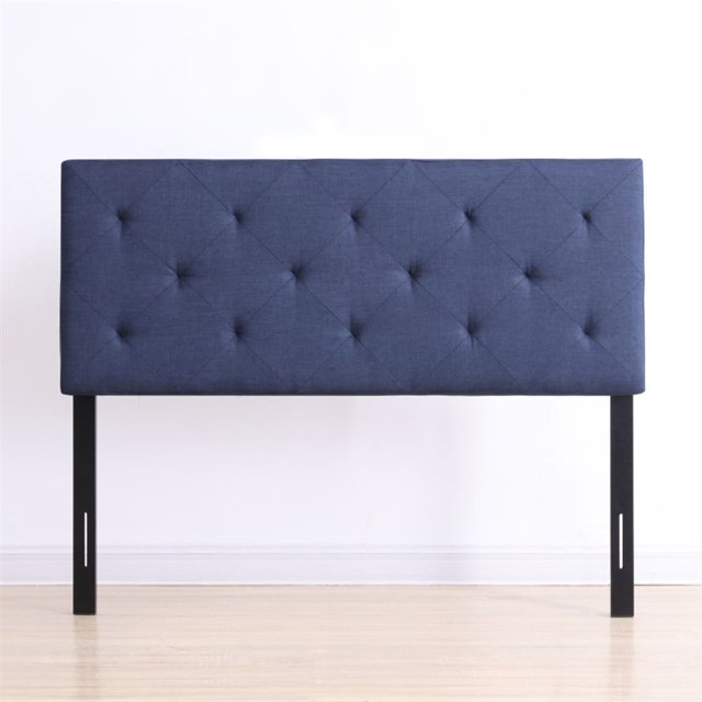 Hodedah Twin Size Upholstered Tufted Rectangular Headboard in Blue