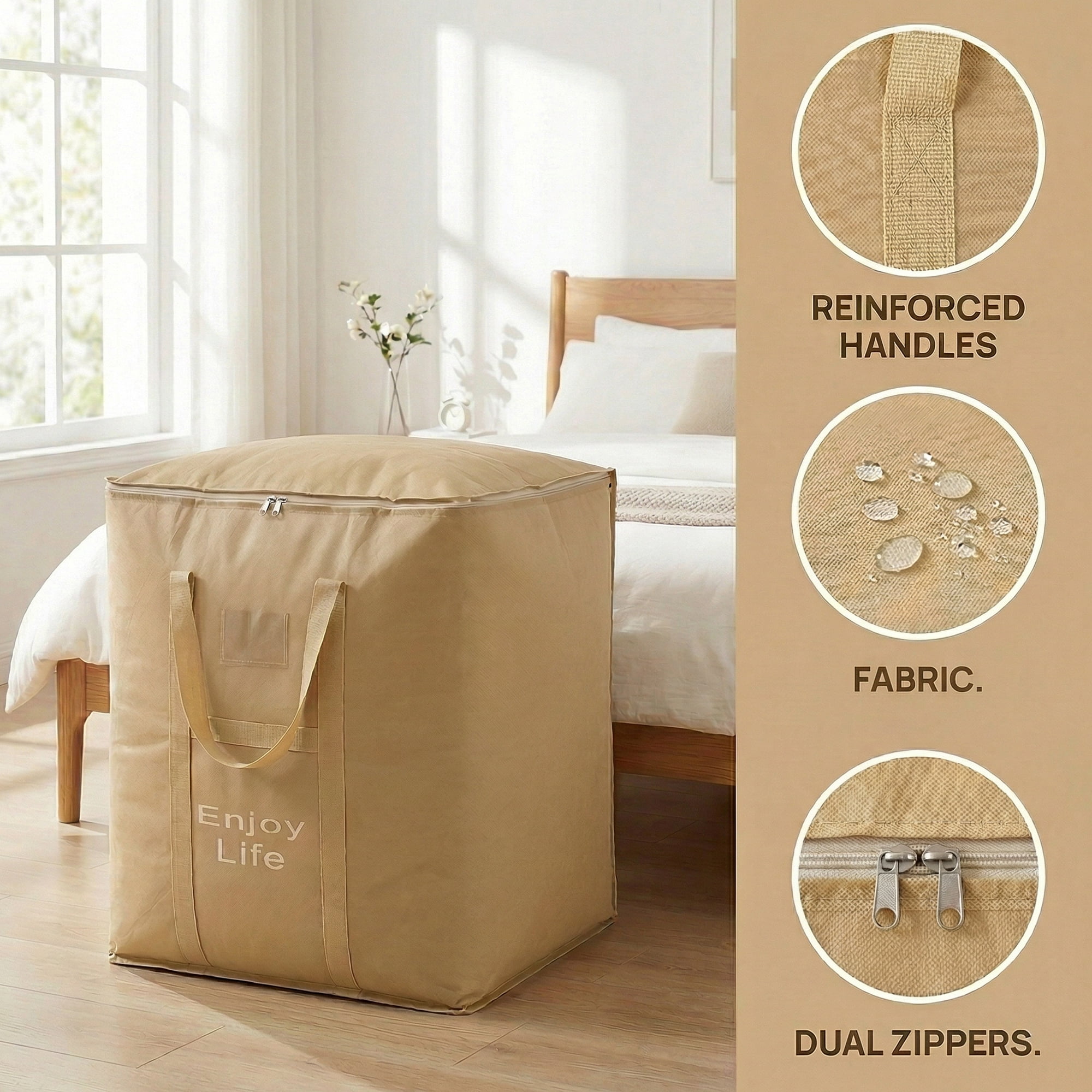 Unique Bargains Foldable Storage Bags for Storing Clothing Light Brown 19.7"x23.6"x27.6"