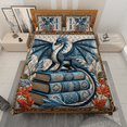 thumbnail image 2 of Lotusprinthandmade Personalized Dragon And Book Quilt Bedding Set (White Binding) 5 Sizes (Made in Vietnam) (60x70), Mystical Dragon Reading-Themed Bedspread, 2 of 5