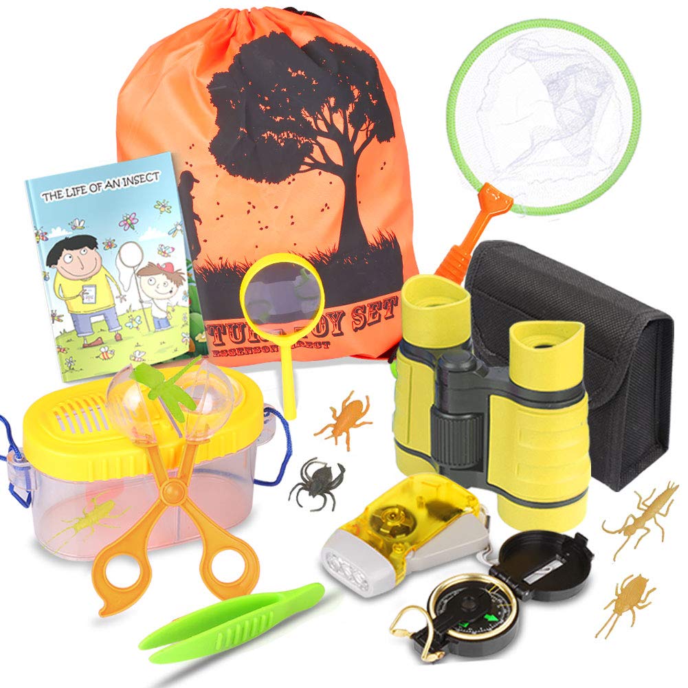 Outdoor Explorer Kit & Bug Catcher Kit with Binoculars, Flashlight, Compass, Magnifying Glass