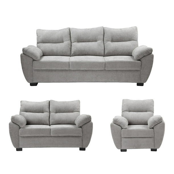 Sala 3-2-1 DICASA Venecia (Sofá, Love Seat y Sillón) Gris para Sala