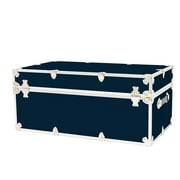 Rhino Trunk & Case XXL Leather Embossed Vinyl Trunk with Removable Wheels, College, Home & Office Storage 36x18x18 (Navy Blue)