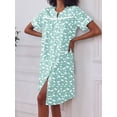 thumbnail image 6 of Avidlove Women Button Down Front Dusters Housecoat Oversized Nightgown Short Sleeve Lounge Dress Sleepwear with Pockets, 6 of 7