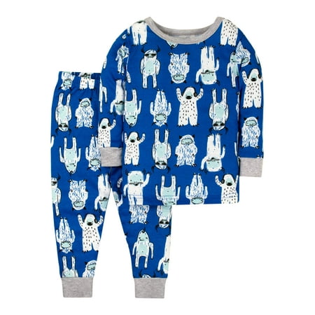 Trim Organic Cotton - Little Star Organic Cotton Long Sleeve Tight Fit Pajamas, 2pc Set (Baby Boys & Toddler Boys)