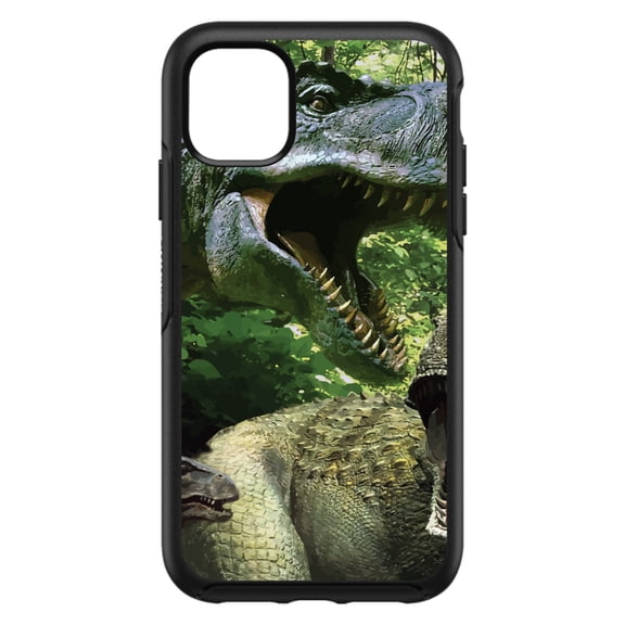 DistinctInk Case for iPhone 11 (6.1" Screen) - OtterBox Commuter Custom Black Case - T-Rex Dinosaurs Raptor