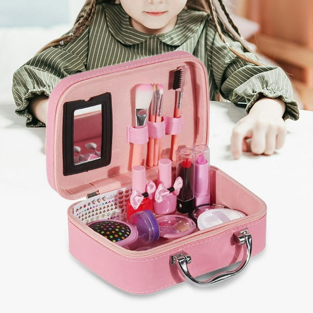 AQXONG Set De Maquillaje Infantil 75 Piezas – Caja De Cosméticos Con Luces Y Música Para Niñas 3-9 Años